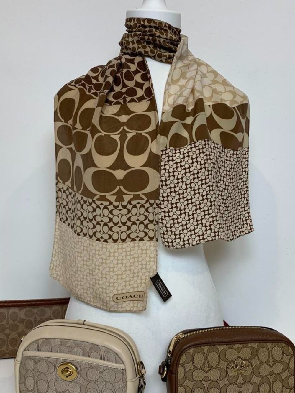 Coach Women's Brown and Tan Scarf-wraps